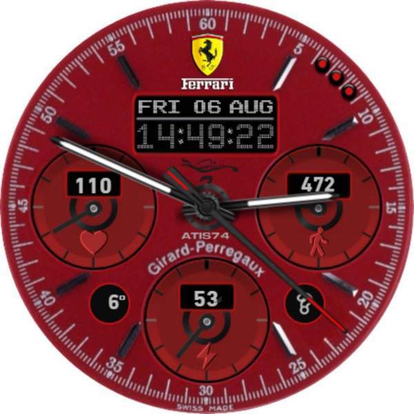 Ferrari red amazing hybrid Watch face