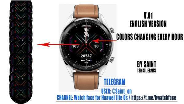 Color change every hour digital watch face