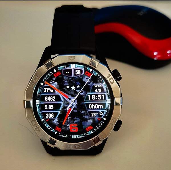 Military red hybrid watch face theme