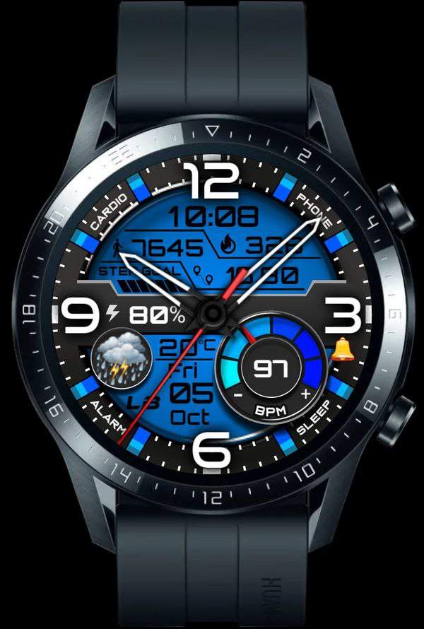 Blue HQ digital watch face