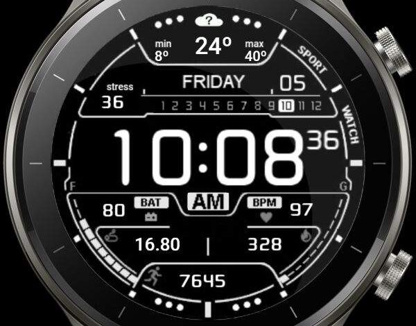 Pitch black digital watchface