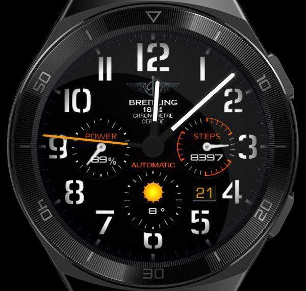 Breitling pitch black analog watch face