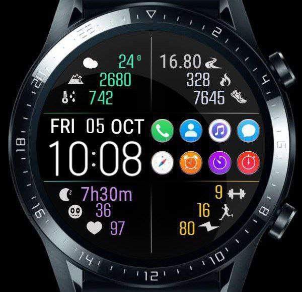 Beautiful digital watch face with full of shortcuts