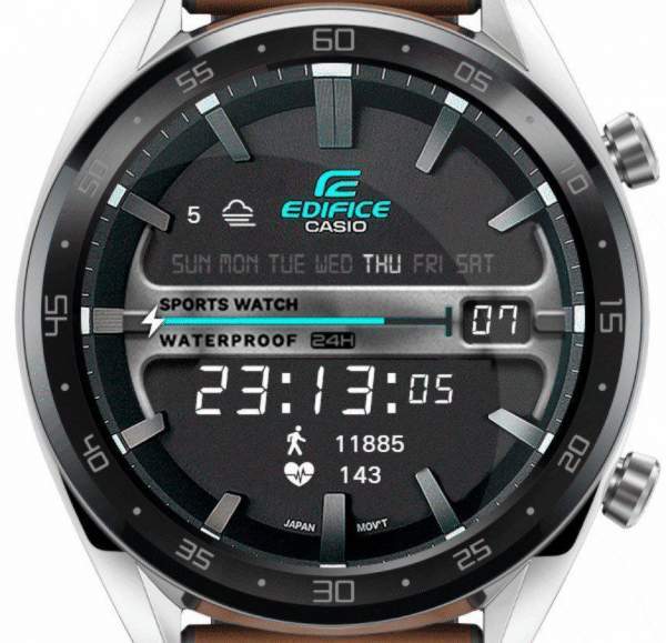 Edifice Casio ported watch face