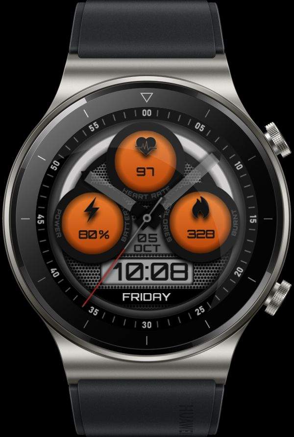 Orange hybrid watch face theme