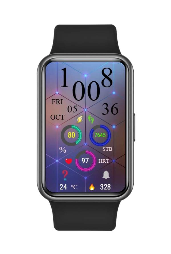 Purple digital watch face theme