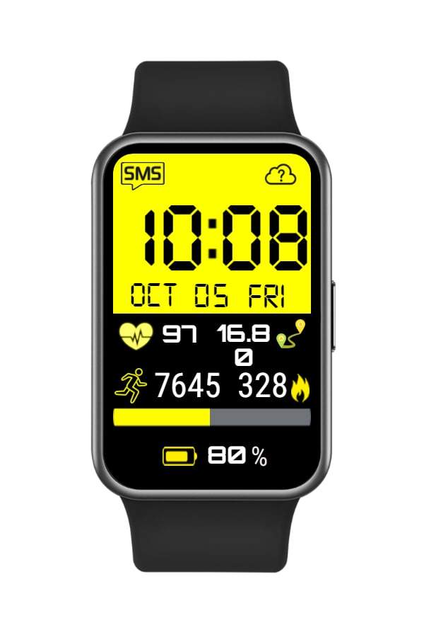Yellow runner digital watchface