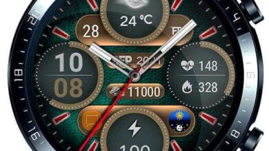Green leather touch digital watch face