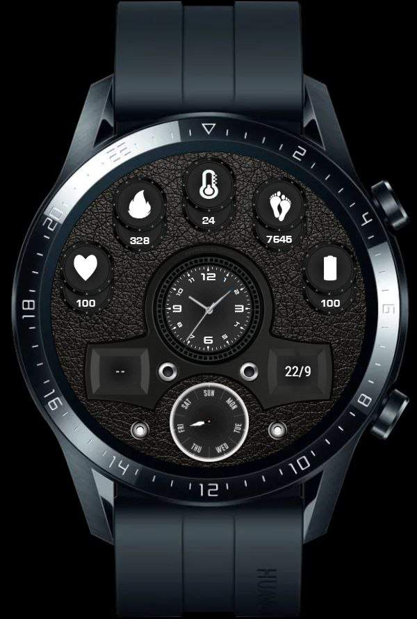 Leather style hybrid watch face