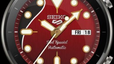 Seiko red realistic watch face theme