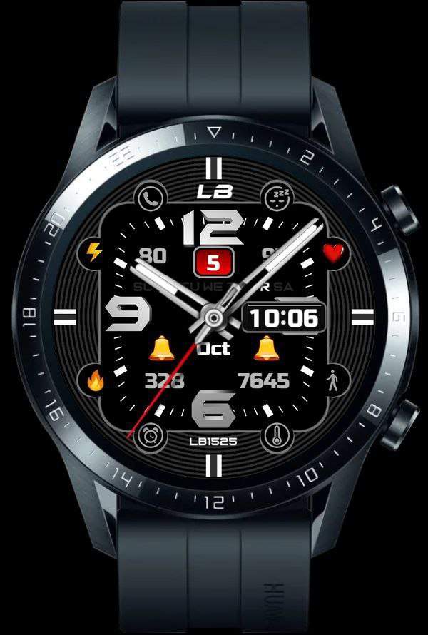 Dark black hybrid watchface theme