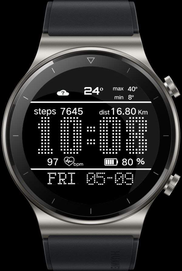 Dotted fonts digital watch face theme