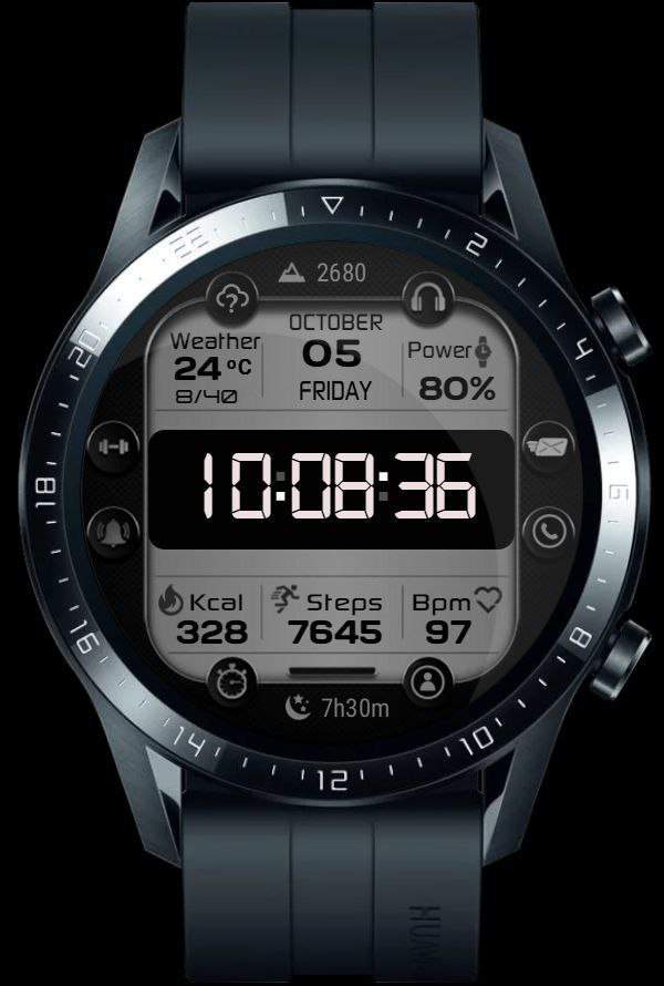 Big LCD HQ digital watch face theme