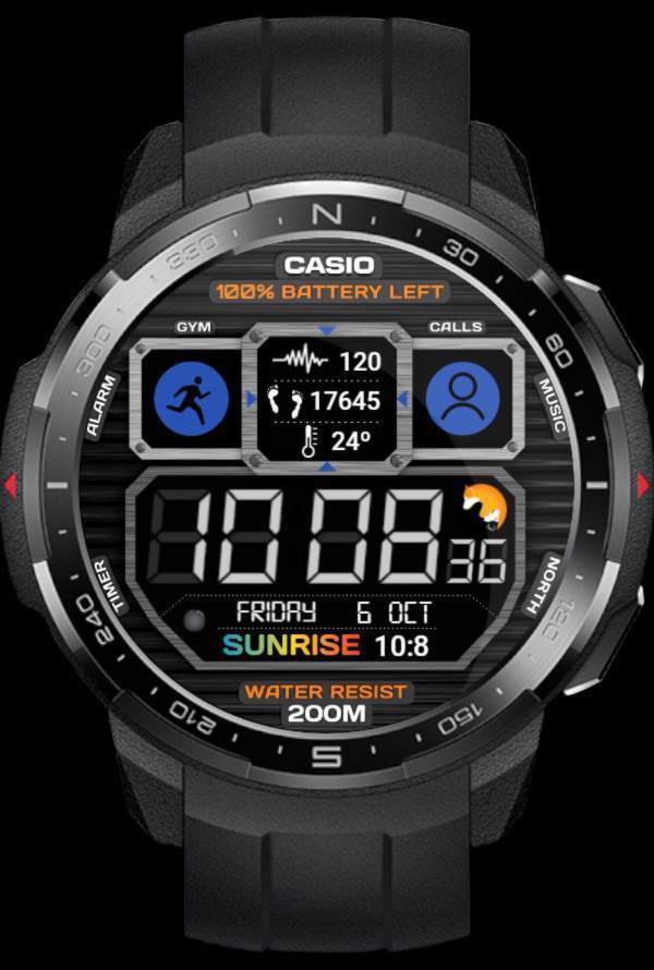 Casio ported digital watch face theme