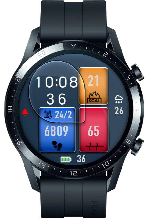Glass style digital watch face theme