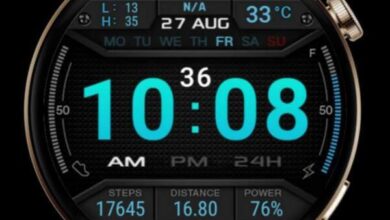 Neon blue HQ digital watch face theme
