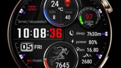 Black themed digital watch face theme
