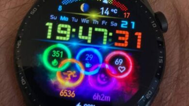 Olympic rings neon colors digital watch face