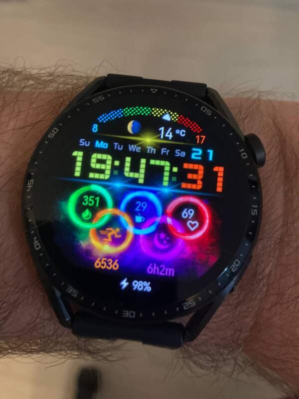 Olympic rings neon colors digital watch face