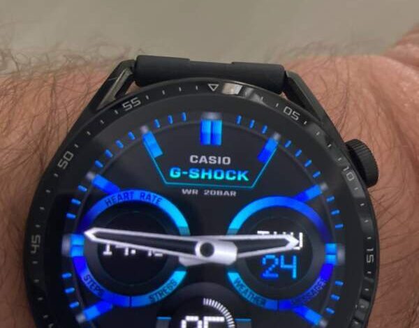 G-Shock blue hybrid watch face theme