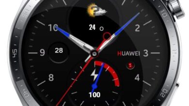 Dark black Huawei hybrid watchface theme