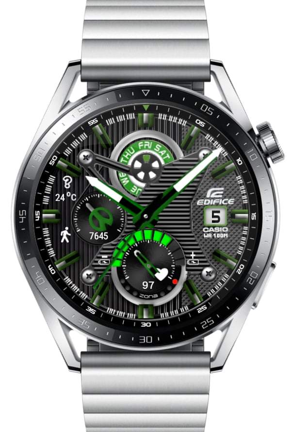 Casio Edifice green ported HQ watch face theme