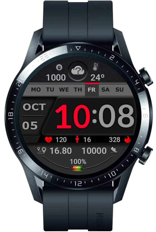Simple Red digital watch face theme