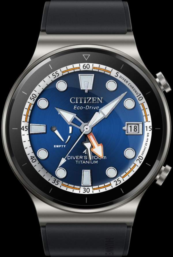 Citizen Eco drive titanium realistic watch face theme
