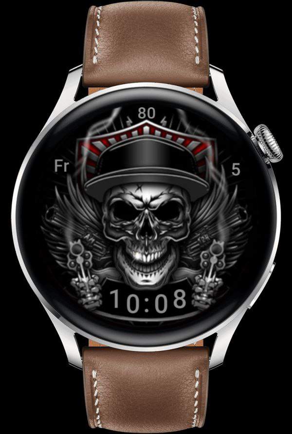 Skull 3d digital watch face theme