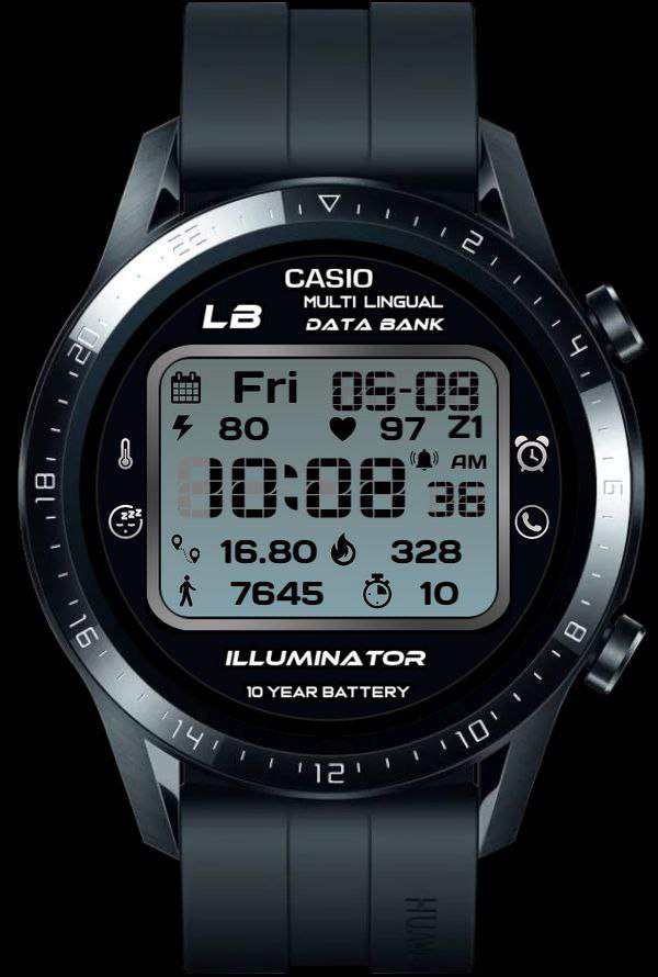 Casio data bank LCD digital watch face theme