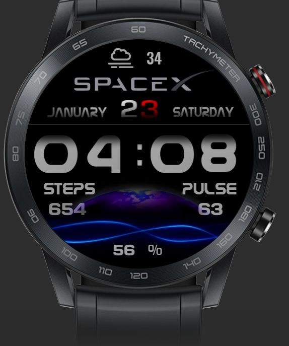 Space X digital watch face theme