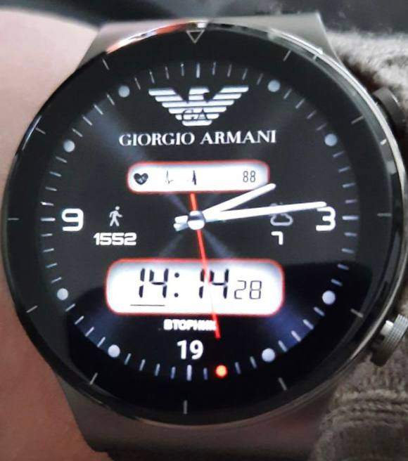 Giorgio Armani animated ECG hybrid watchface theme