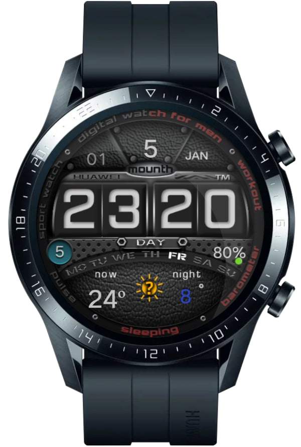 Leather style digital watch face theme