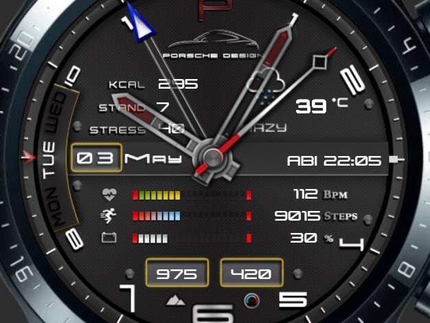 Porsche design high quality hybrid watch face theme