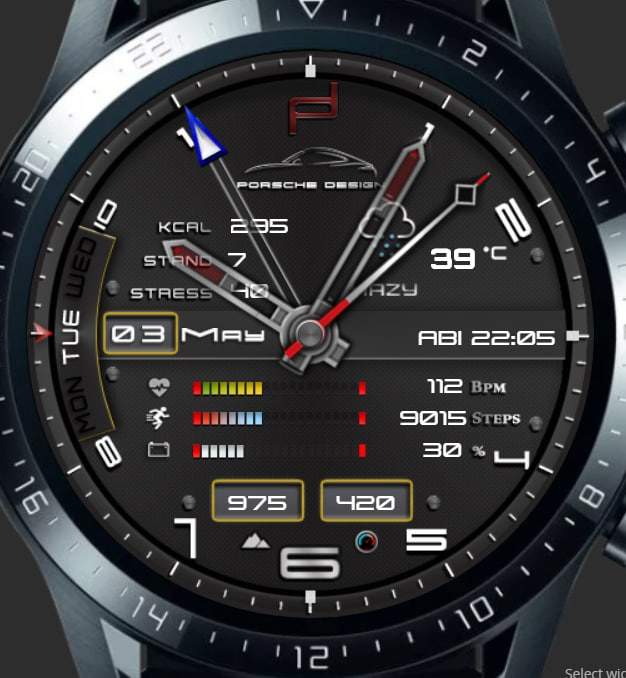 Porsche design high quality hybrid watch face theme