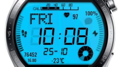 Big blue LCD digital watch face theme