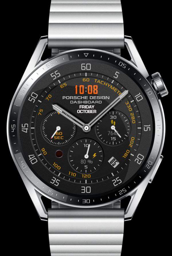 Porsche design high quality hybrid watch face with 2 shortcuts