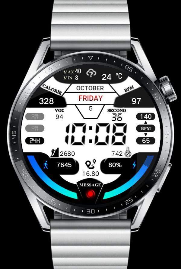 Big LCD unique designed digital watchface theme