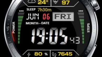Retro style digital watch face theme