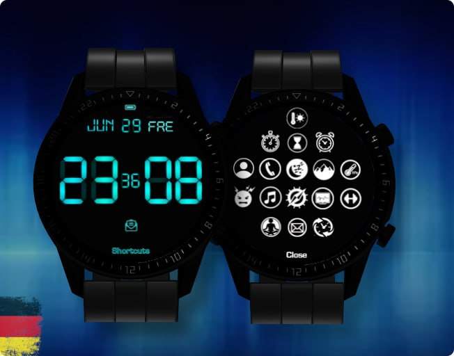 Lots of shortcuts digital watch face theme