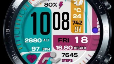 Beautiful white colorful digital watch face theme
