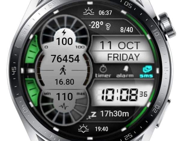 Fitness oriented digital watch face theme