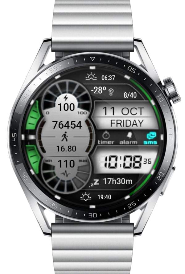 Fitness oriented digital watch face theme