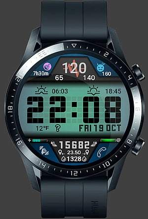Large fonts green LCD digital watch face theme