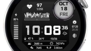 Black HQ digital watch face with full of widgets and shortcuts
