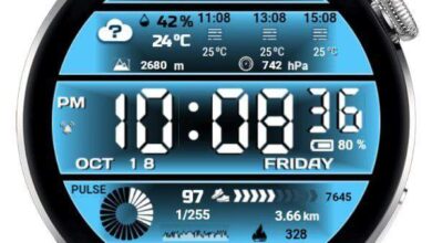 Blue background digital watch face theme