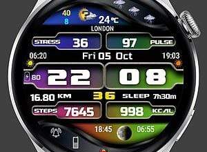 Colorful future Weather forecast digital watch face theme