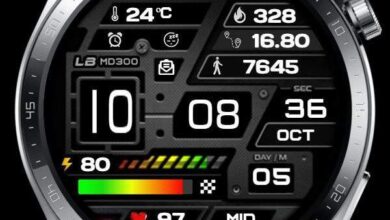 Black simple digital watch face theme with full of widgets and shortcuts