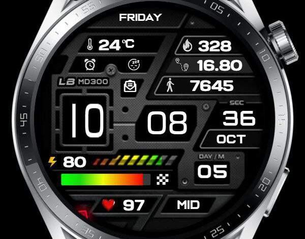 Black simple digital watch face theme with full of widgets and shortcuts