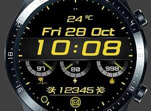 Yellow beautiful digital watch face theme